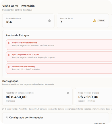 Controle de estoque no Easy Salon